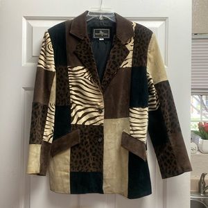 100% leather/ cotton multicolor jacket